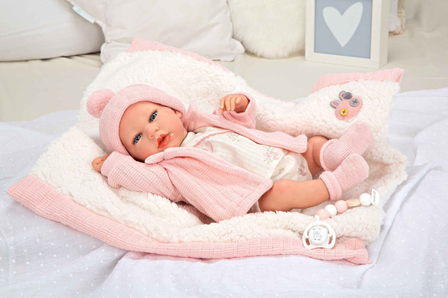 Arias Reborn Marta Handmade Weighted Soft Body Doll includes Dummy and Blanket and Holder – 40cm Arias 98165