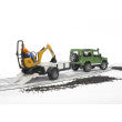 Land Rover Def. w/Trailer, JCB Exc. & Worker Bruder Toys BRU02593