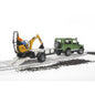 Land Rover Def. w/Trailer, JCB Exc. & Worker Bruder Toys BRU02593