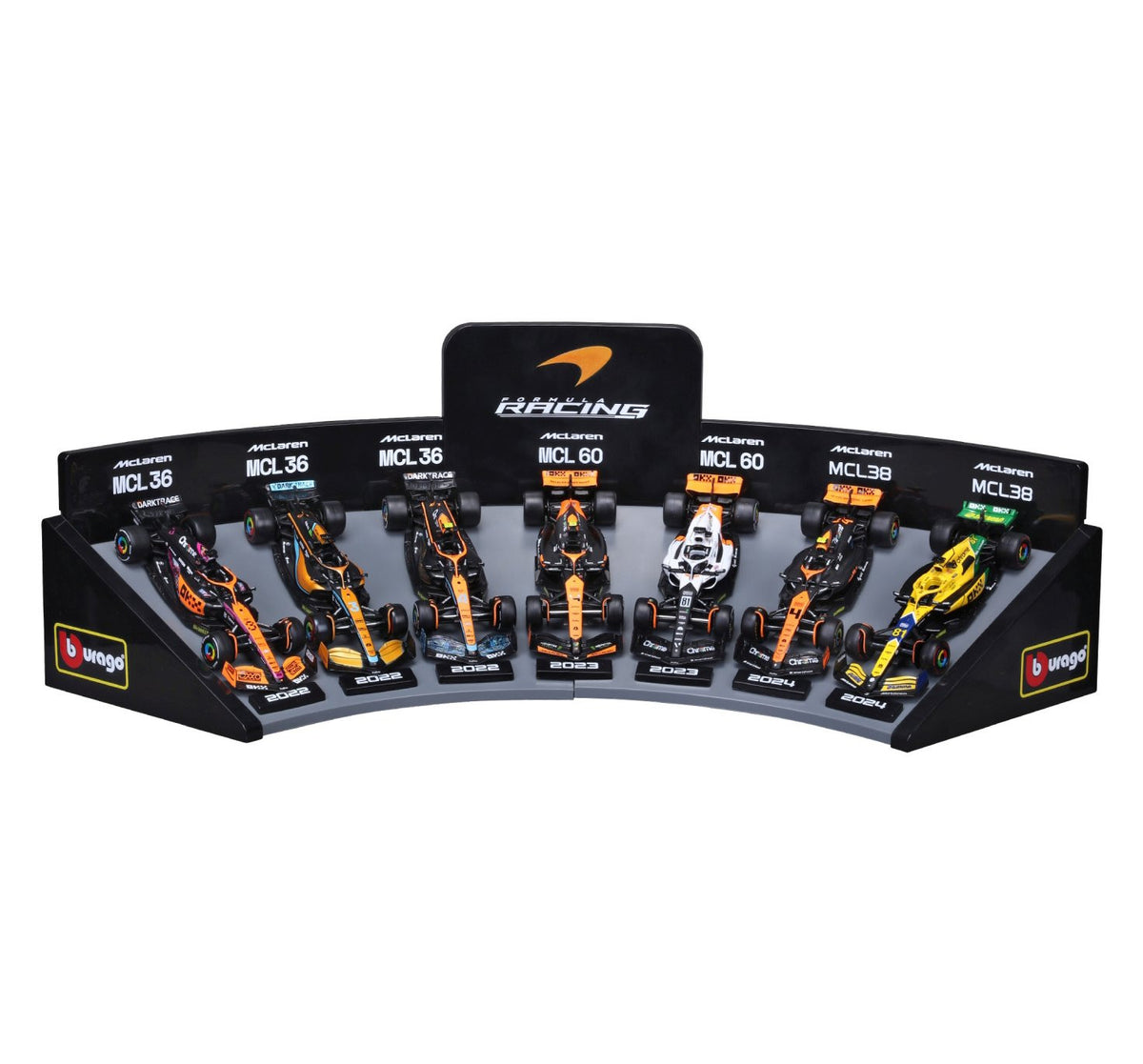 McLaren F1 Deluxe Gift Box (7 Cars+ Stand ) - 1/43 Scale - Bburago - BUR18-38169-25