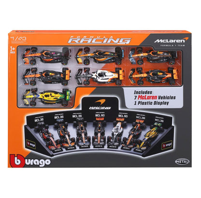 McLaren F1 Deluxe Gift Box (7 Cars+ Stand ) - 1/43 Scale - Bburago - BUR18-38169-25