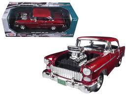 Chevy Bel Air ACoupe with Supercharger Red  1955 - 1/18 Scale - MotorMax - MOT79002