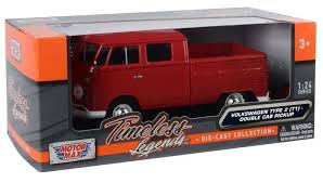 Volkswagen Type 2 (T1) Double Cab Pickup Red - 1/24 Scale MotorMax MOT79343