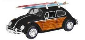 Volkswagen Beetle Woody with 2 Surfboards Black 1966 - 1/24 Scale - MotorMax - MOT79591