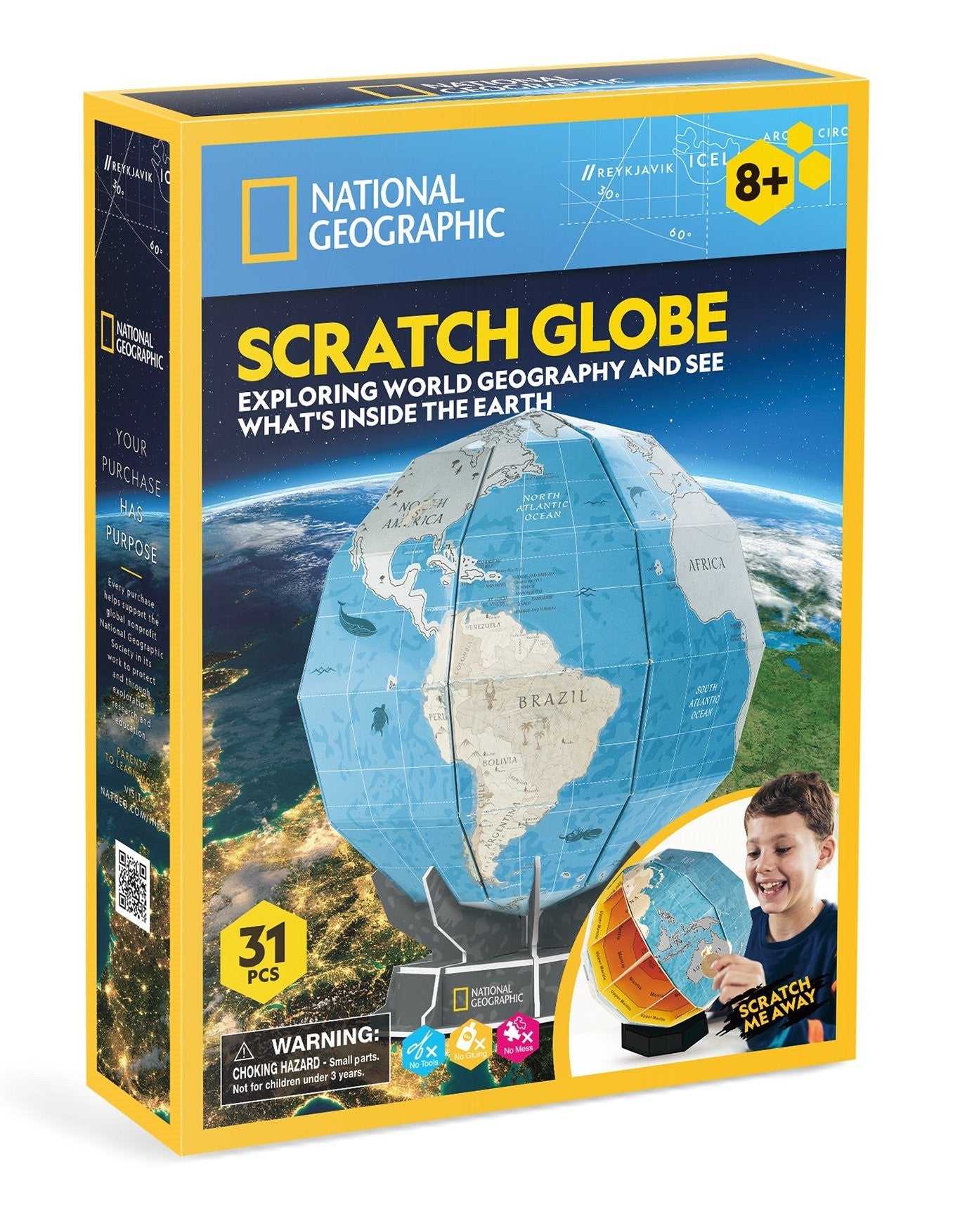 Nat Geo - 3D Scratch Globe 21pcs CubicFun CFDS1082H