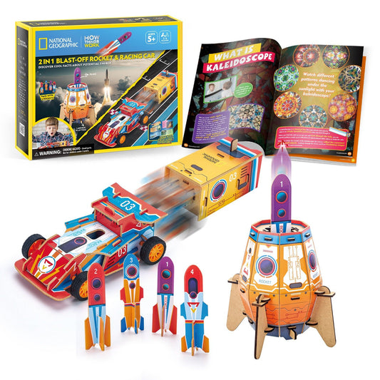 Nat Geo - 2in1 Blast Off Rocket & Racing Car CubicFun CFDS1099H