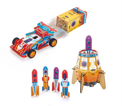 Nat Geo - 2in1 Blast Off Rocket & Racing Car CubicFun CFDS1099H