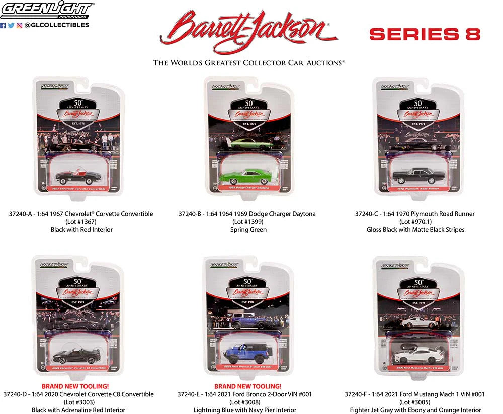 Barrett Jackson Scottsdale S8 set off 6 1/64 GreenLight GR37240/48
