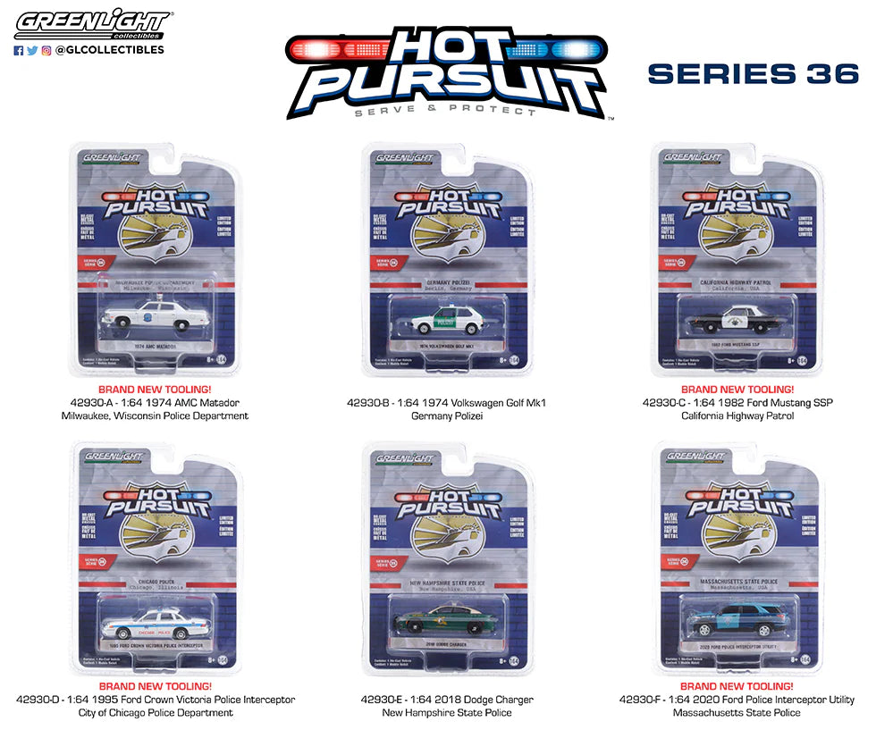 Hot Pursuit Series 36 set off 6 1/64 GreenLight GR42930/48