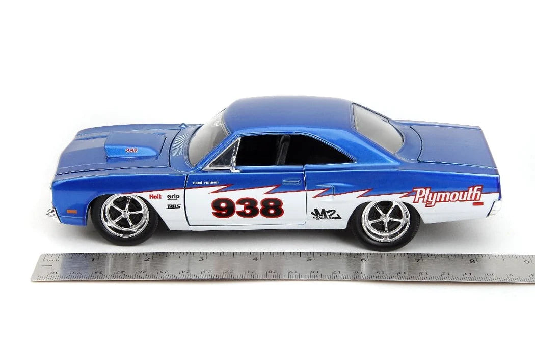 Plymouth Road Runner Candy Blue and White BTM 1970 - 1/24 Scale - Jada - JAD35030