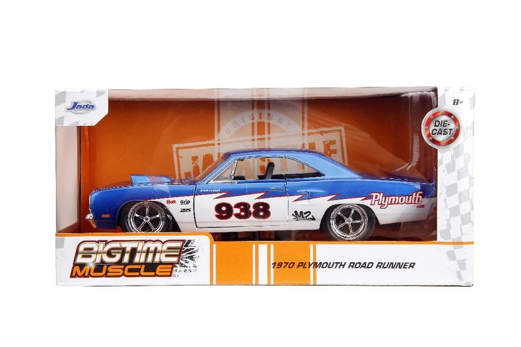 Plymouth Road Runner Candy Blue and White BTM 1970 - 1/24 Scale - Jada - JAD35030