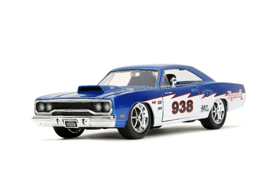 Plymouth Road Runner Candy Blue and White BTM 1970 - 1/24 Scale - Jada - JAD35030