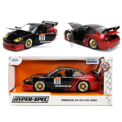 Porsche 911 GT3 RS (996) ADVAN Black/Red Hyper-Spec - 1/24 Scale - Jada - JAD36371