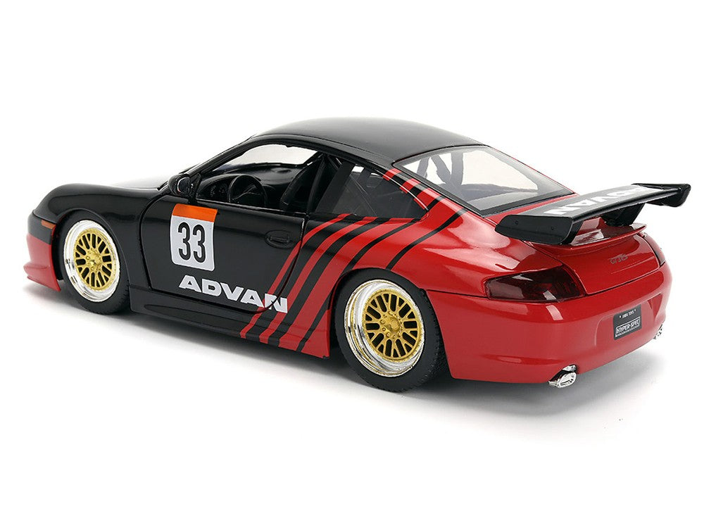 Porsche 911 GT3 RS (996) ADVAN Black/Red Hyper-Spec - 1/24 Scale - Jada - JAD36371