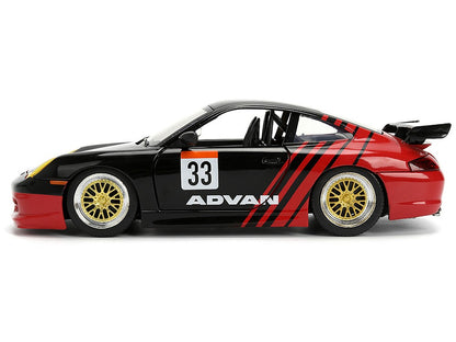 Porsche 911 GT3 RS (996) ADVAN Black/Red Hyper-Spec - 1/24 Scale - Jada - JAD36371