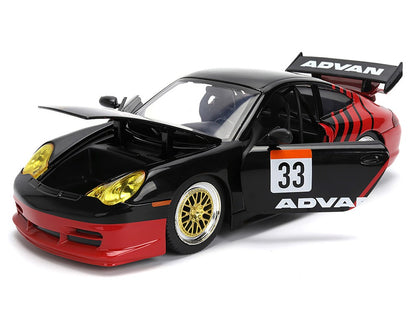 Porsche 911 GT3 RS (996) ADVAN Black/Red Hyper-Spec - 1/24 Scale - Jada - JAD36371