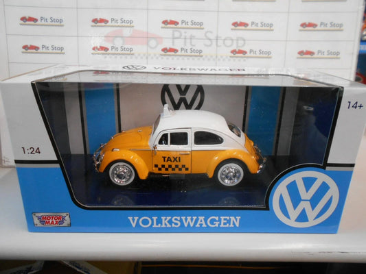 Volkswagen Beetle Taxi Yellow/White 1966 - 1/24 Scale - MotorMax - MOT79577