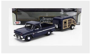 Chevy C10 Fleetside with Caravan 1966 - 1/24 Scale - MotorMax - MOT75200/73355