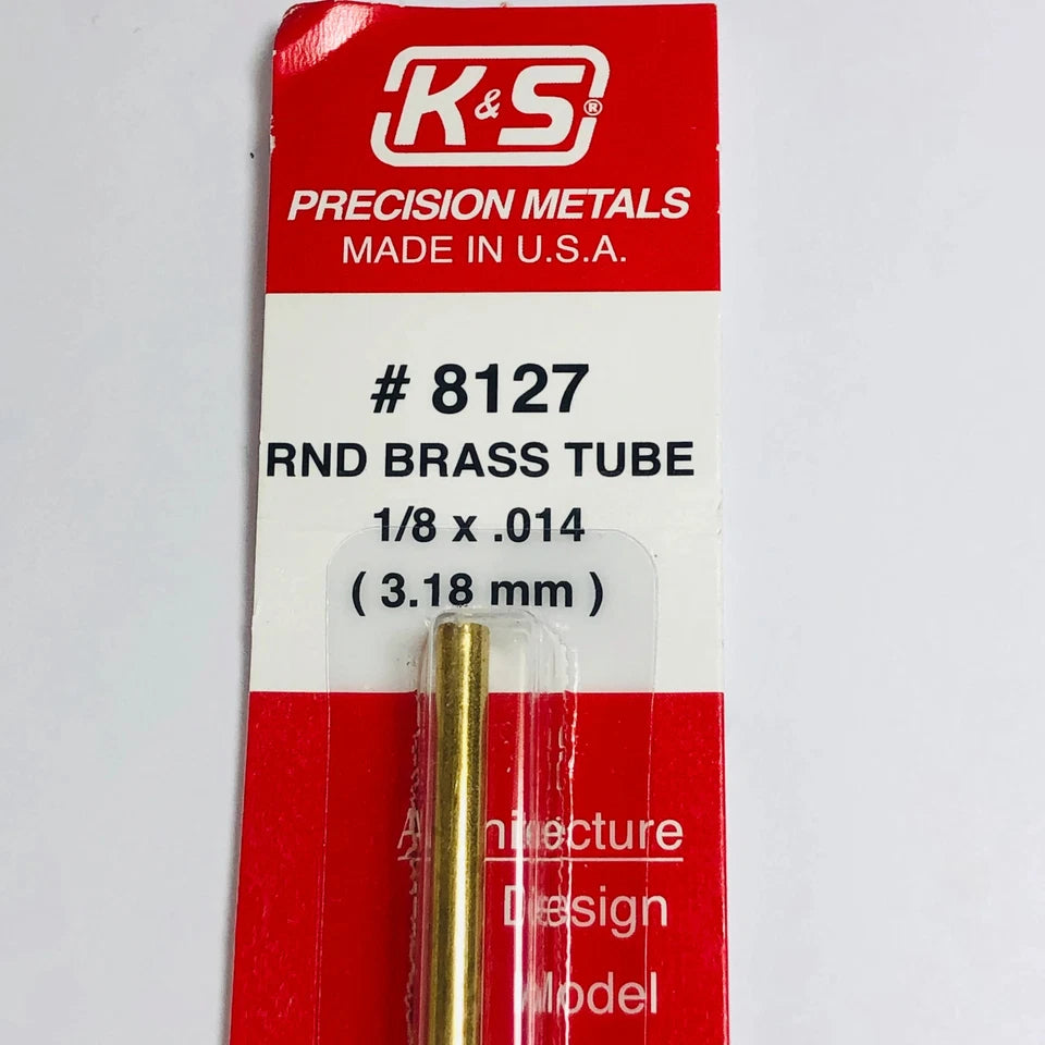 1/8" Brass Round Tube 12" .014" Wall 1 pcs - K&S - K&S8127