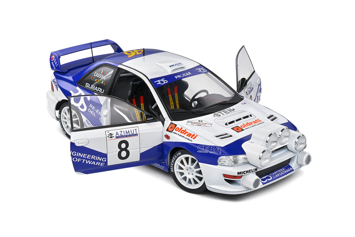 Subaru Impreza S5 WRC99 – Rally Azimut Di Monza – 2000 – #8 V.Rossi / C.Cassina 1/18 Solido S1807403