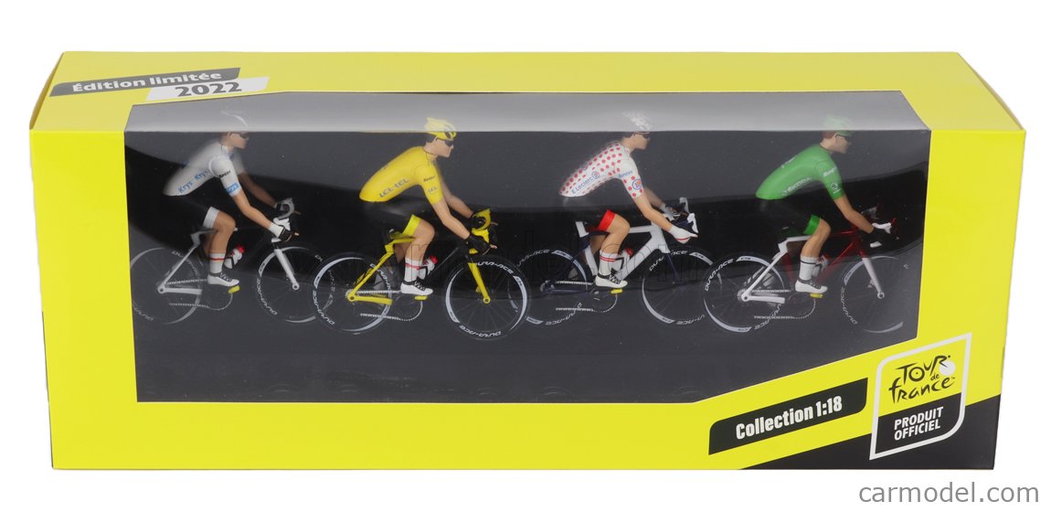 Set of 4 Tour de France Cyclists Bike jerseys 1/18 Solido S1809906