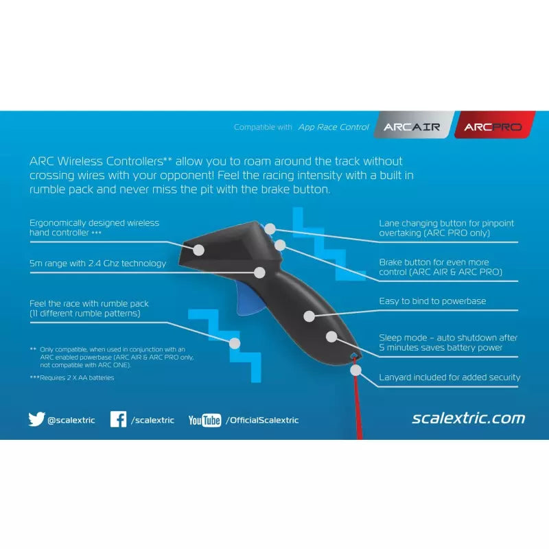 ARC Air Wireless Hand Throttle - 1/32 Scale - Scalextric - SCAC8438