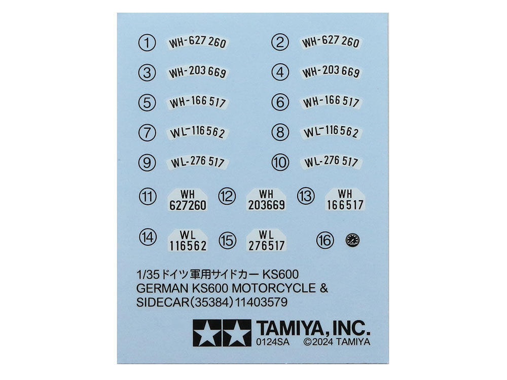 German KS600 Motorcycle & Sidecar 1/35 Scale Tamiya 35384