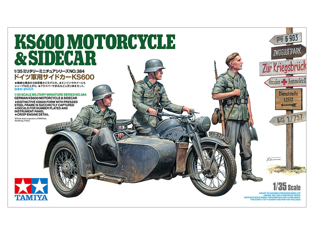 German KS600 Motorcycle & Sidecar 1/35 Scale Tamiya 35384