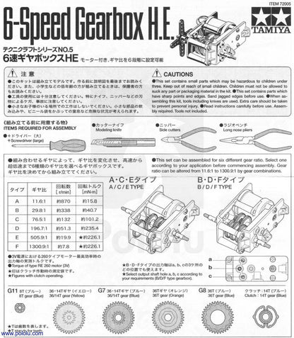 6-Speed High Efficiency Gearbox DT Tamiya 72005