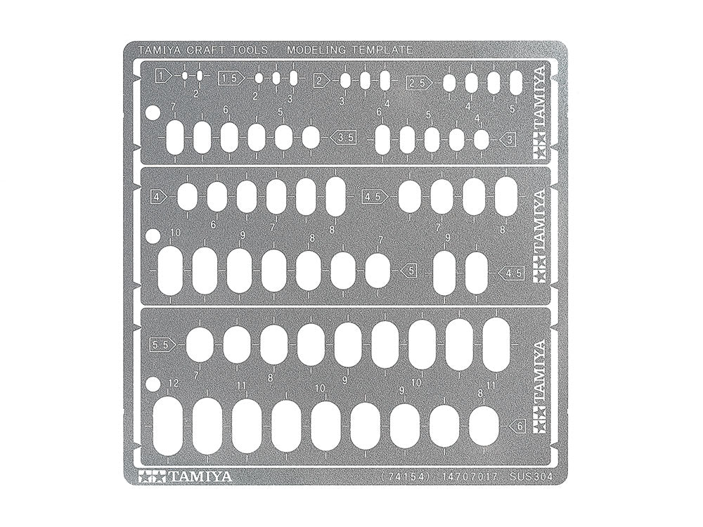 Modelling Template (Rounded Rectangles, 1-6mm) Tamiya 74154